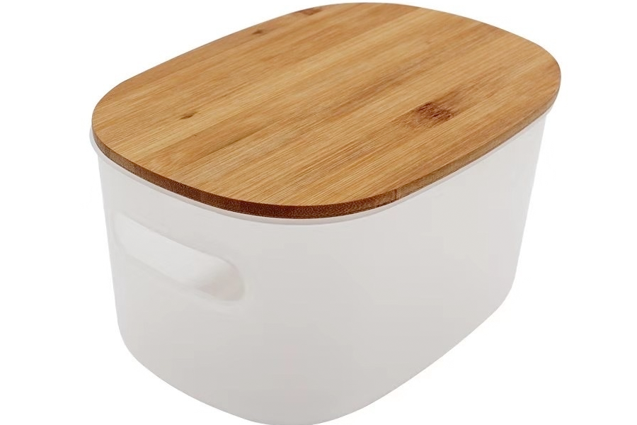 Contenedor Oval con Tapa Bambu Mediano