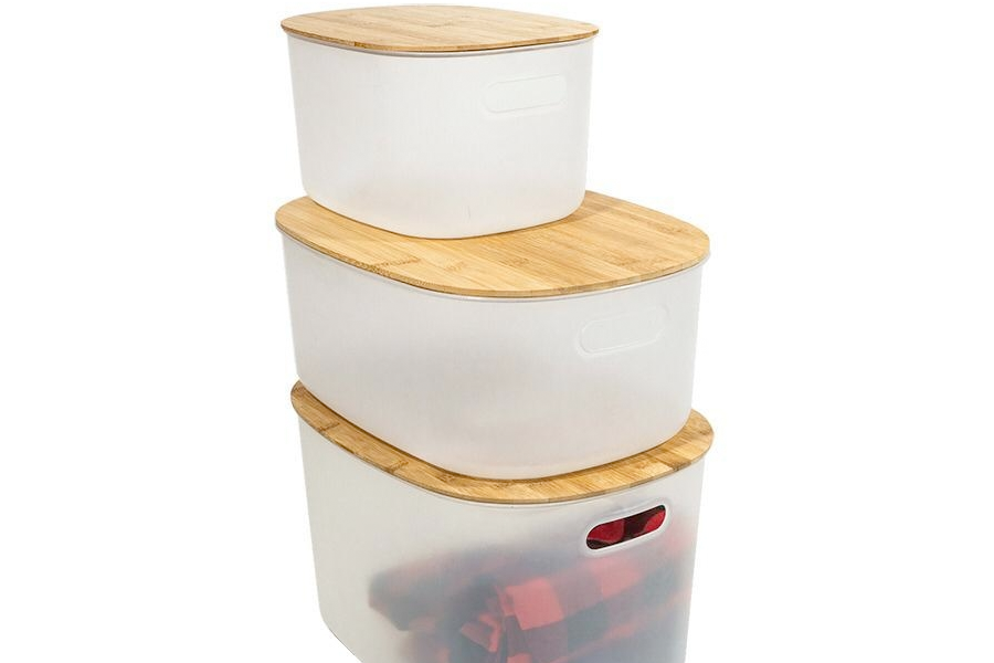 Contenedor Oval con Tapa Bambu Grande