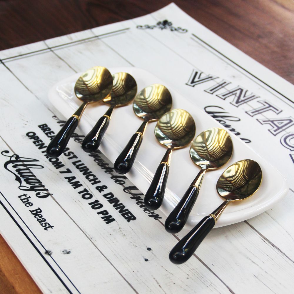 Set x 6 Cucharitas Dorado 15 cm Black