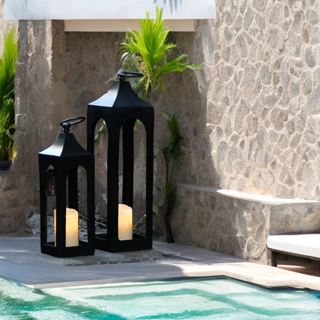 Farol Metal Mediano Negro 55 cm