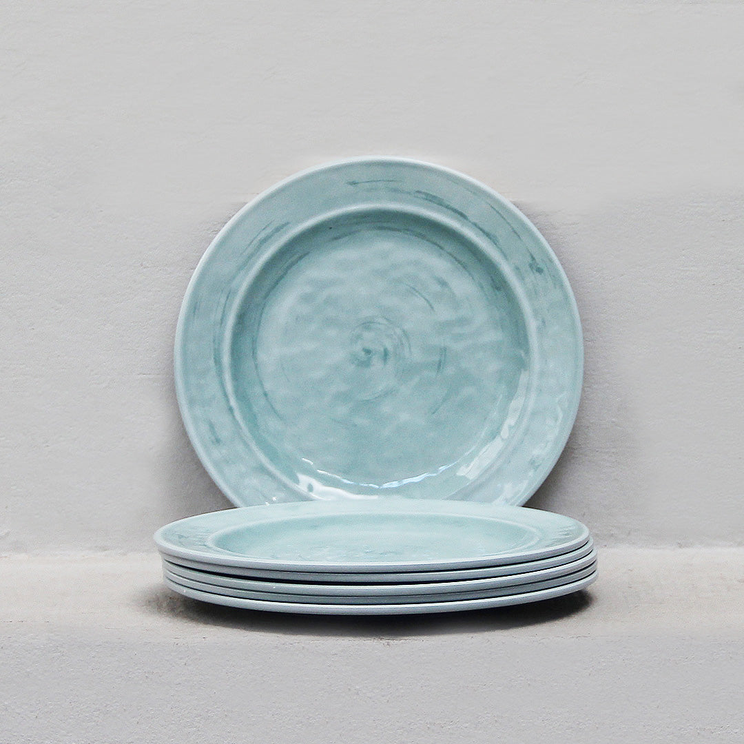 Pack 6 Platos Postre Melamina Verde Aqua