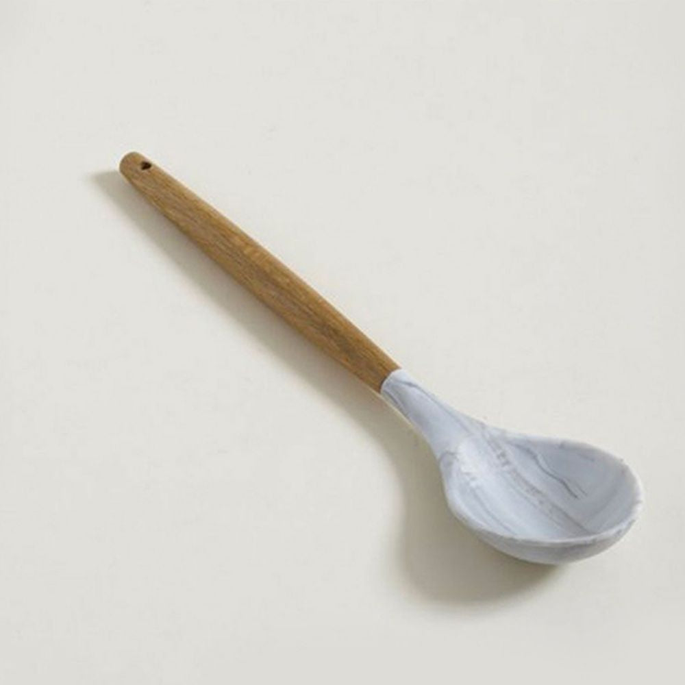 Cuchara Silicona Simil Marmol mango Madera