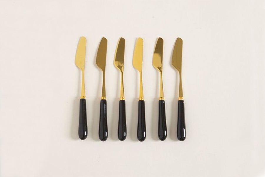 Set x 6 Cuchillos Dorados 15 cm Black