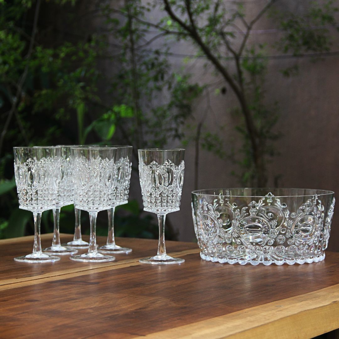 Juego 6 Copas + Ensaladera Acrílico Imperial