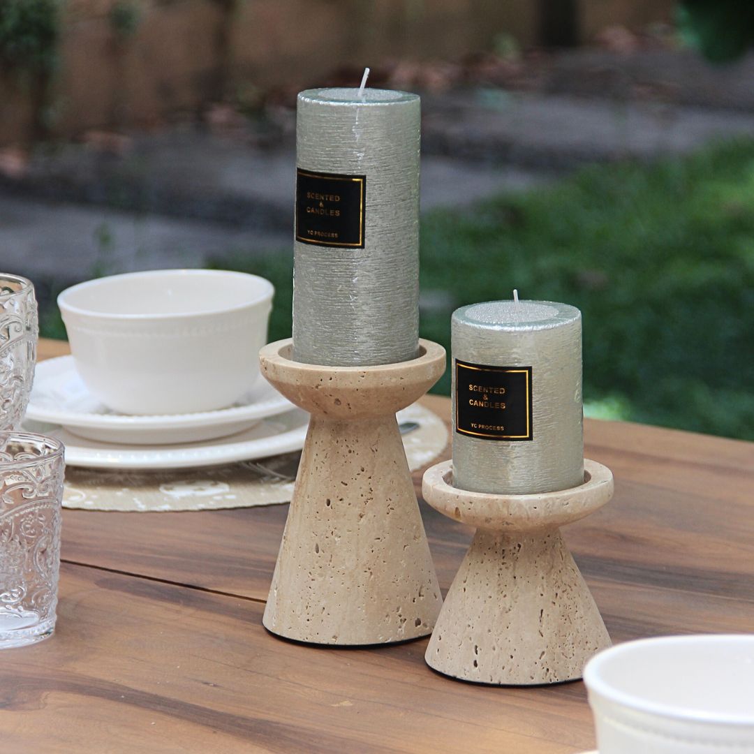 Candelabro Conico Travertino Chico