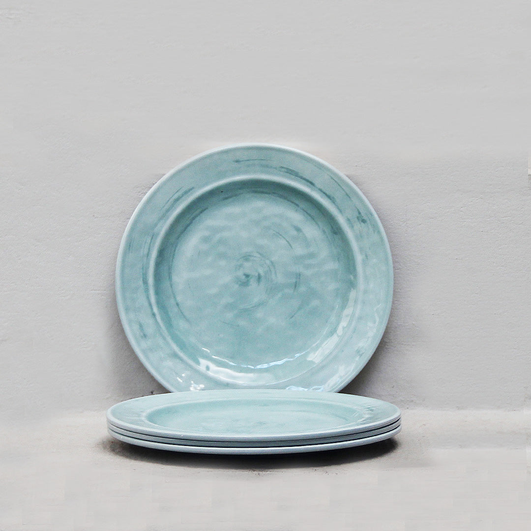 Pack 4 Platos Postre Melamina Verde Aqua