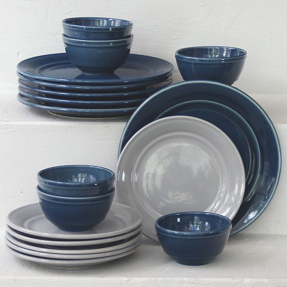 Juego 18 Piezas Lisboa Azul y Gris