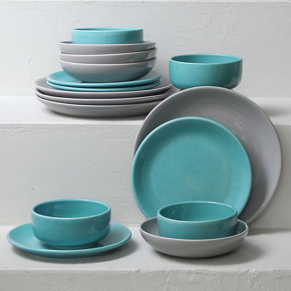 Juego 16 Piezas Daily Gris/Turquesa