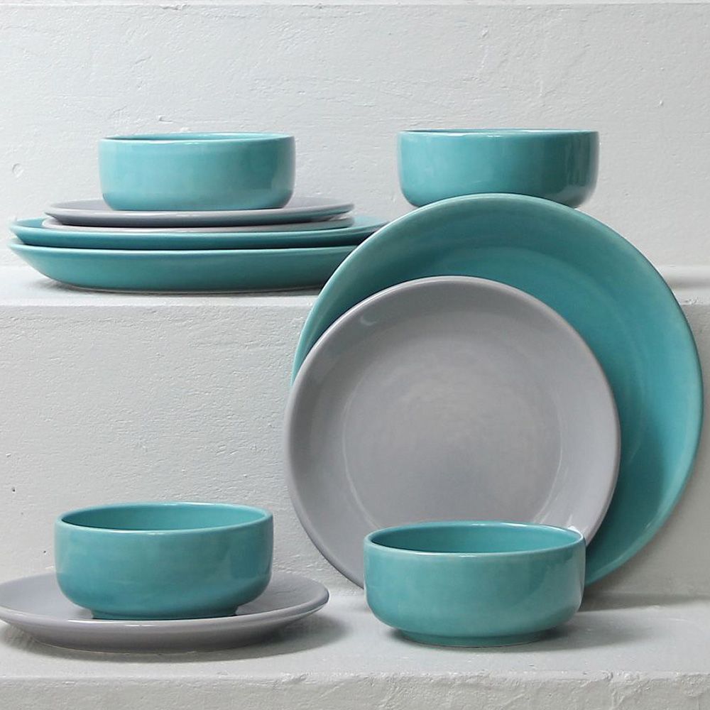 Juego 12 Piezas Daily Turquesa/Gris