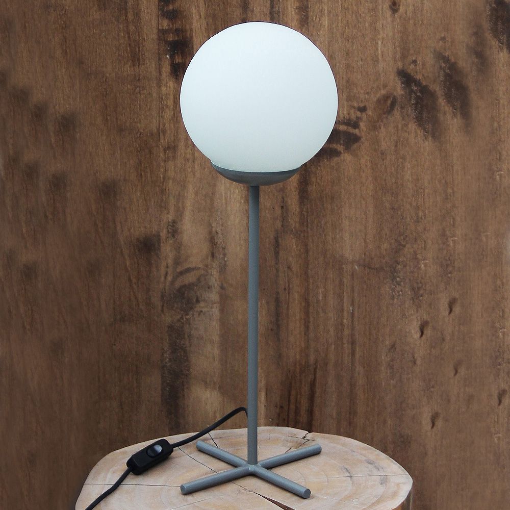 Lámpara de Mesa Pie en Cruz Gris