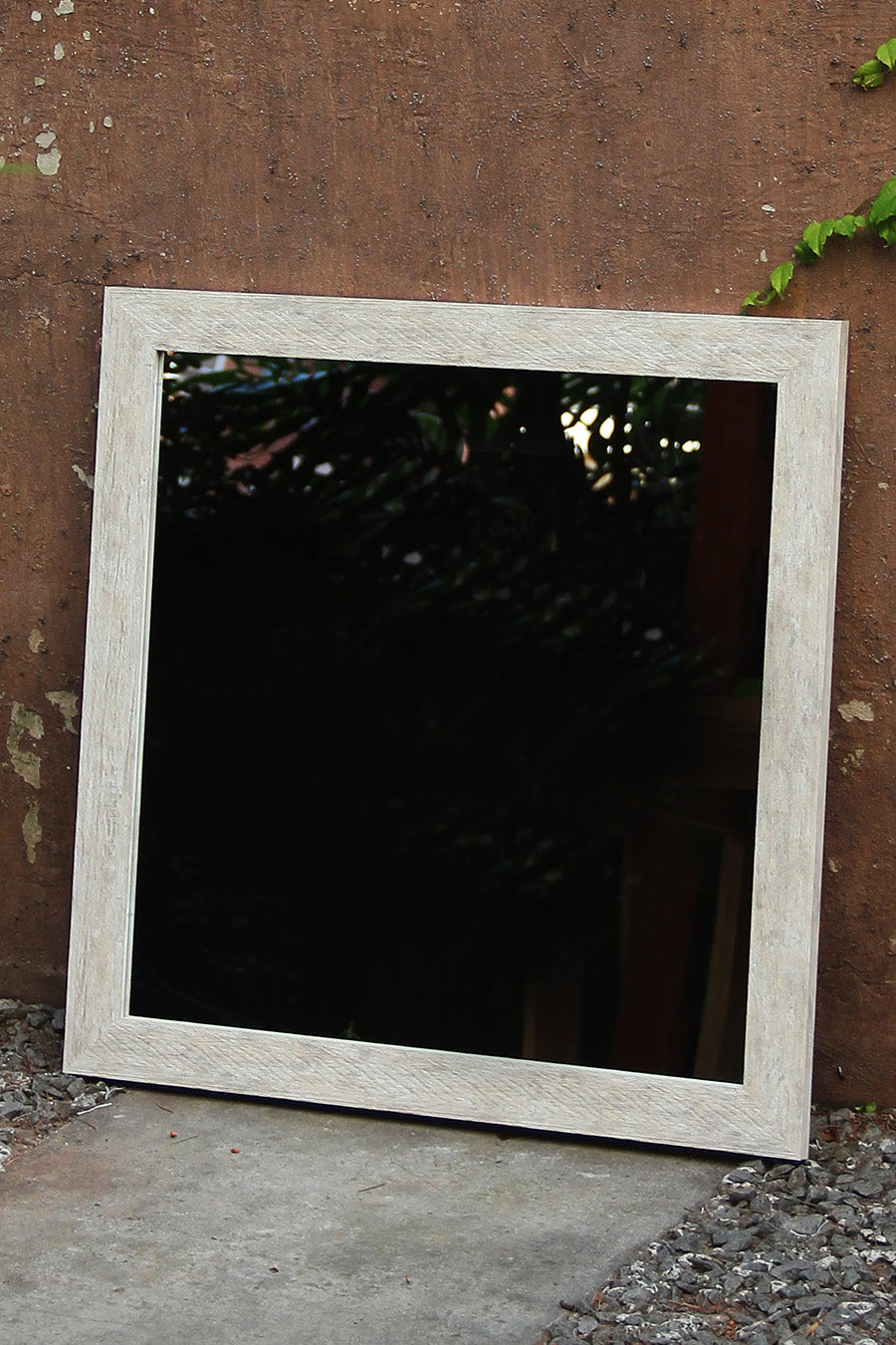 Espejo Chato Blanco Vintage 78x78 cm