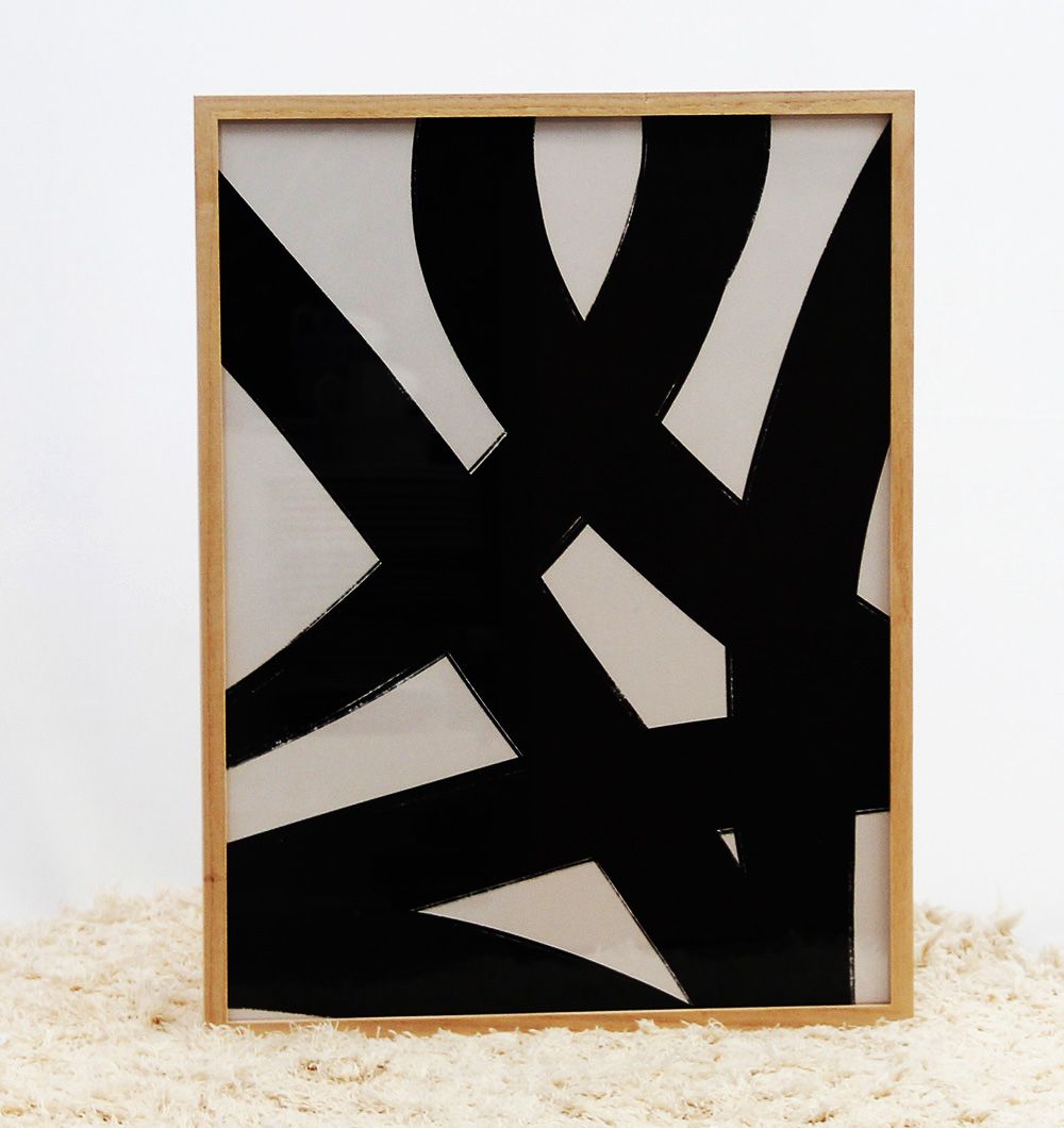 Cuadro Cintas Negras Rectas 60x45 cm