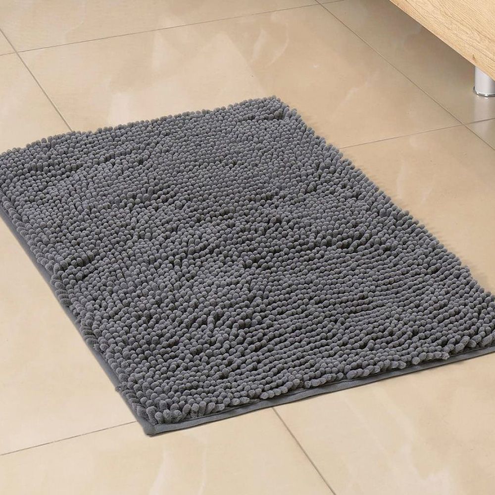 Alfombra de Baño Shaggy Gris Oscuro 40x60 cm