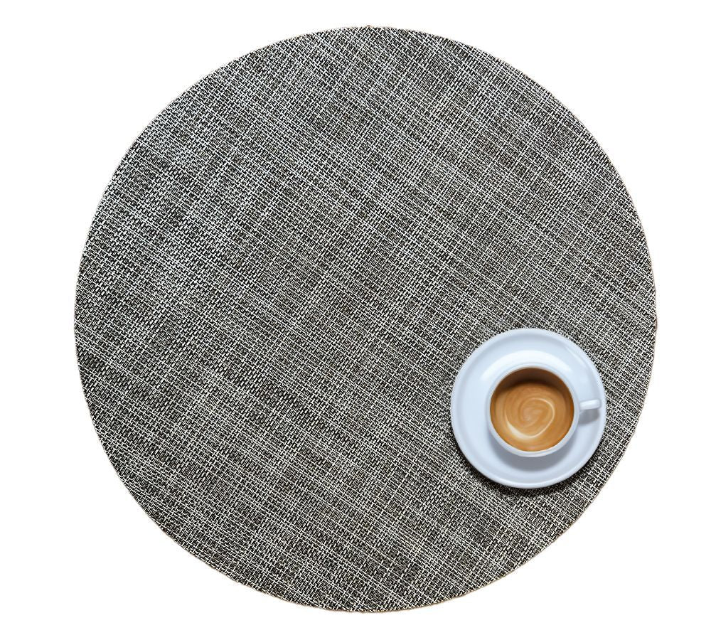 Individual Rafia Redondo Gris Jaspeado 38 cm