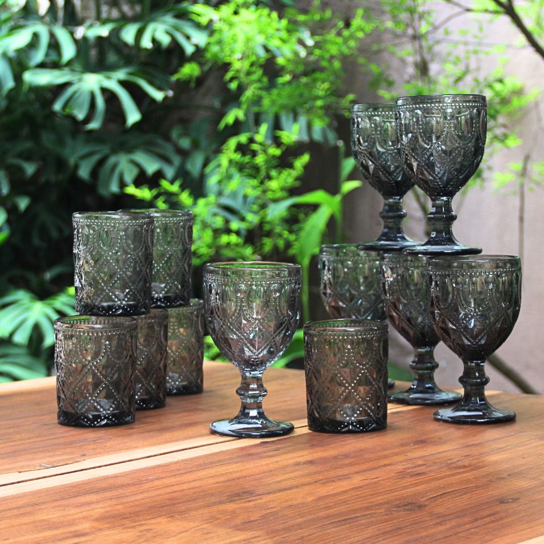 Juego 6 Copas 6 Vasos Diamond Grey