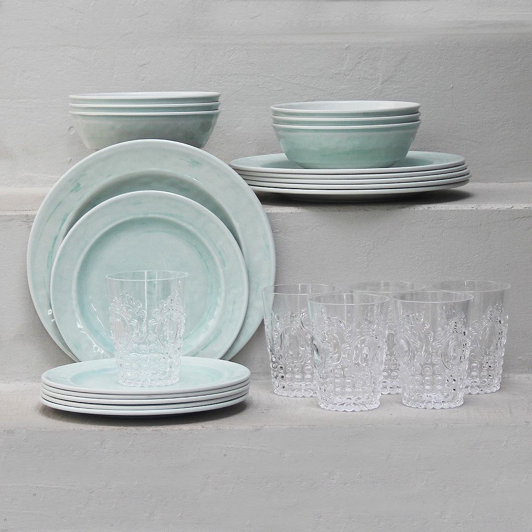 Juego 24 Piezas Melamina Menta/Vasos Imperial
