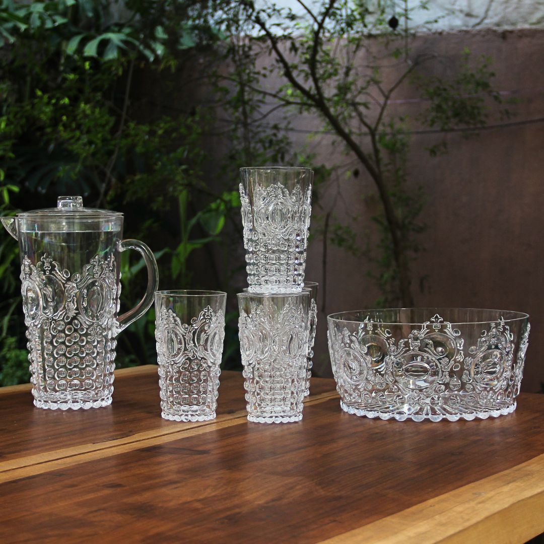 Juego 6 Vasos Altos + Jarra + Ensaladera Acrílico Imperial