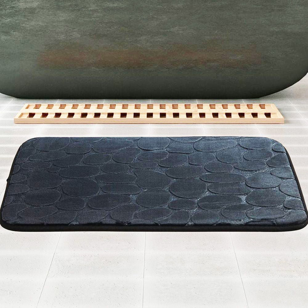 Alfombra de Baño Memory Piedras Negra