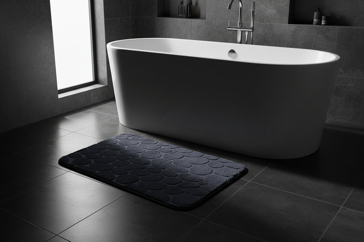 Alfombra de Baño Memory Piedras Negra