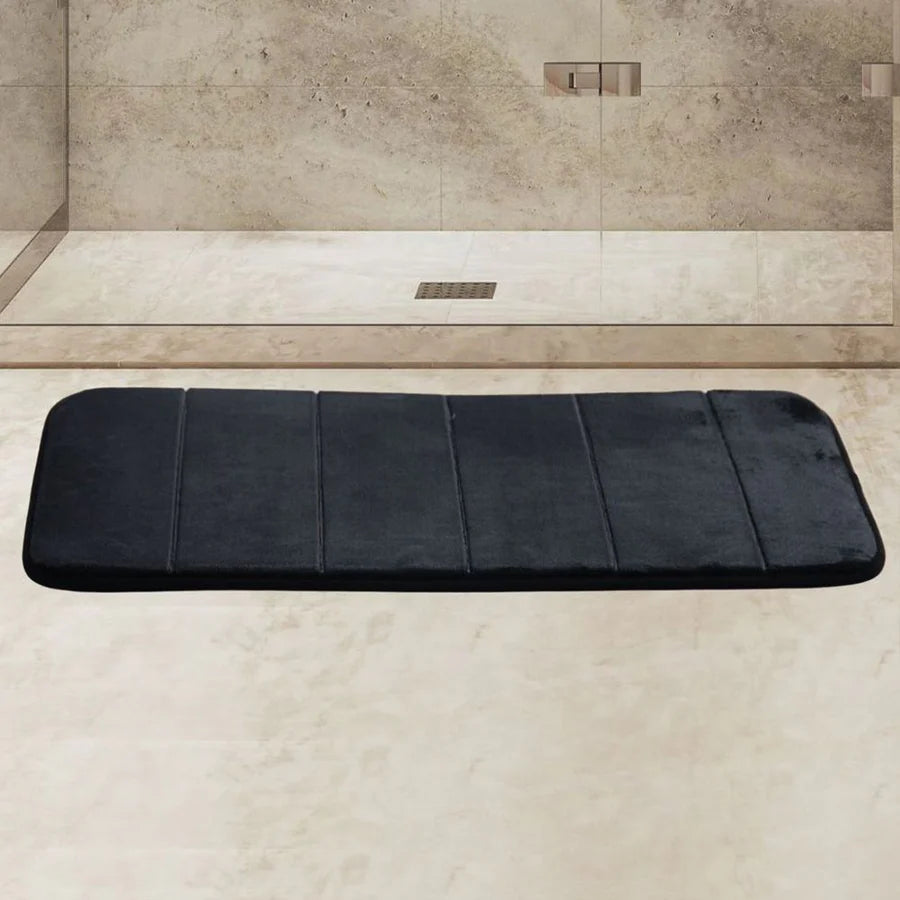 Pack 2 Piezas Alfombra Line Negra/Tacho Tapa Bamboo Beige