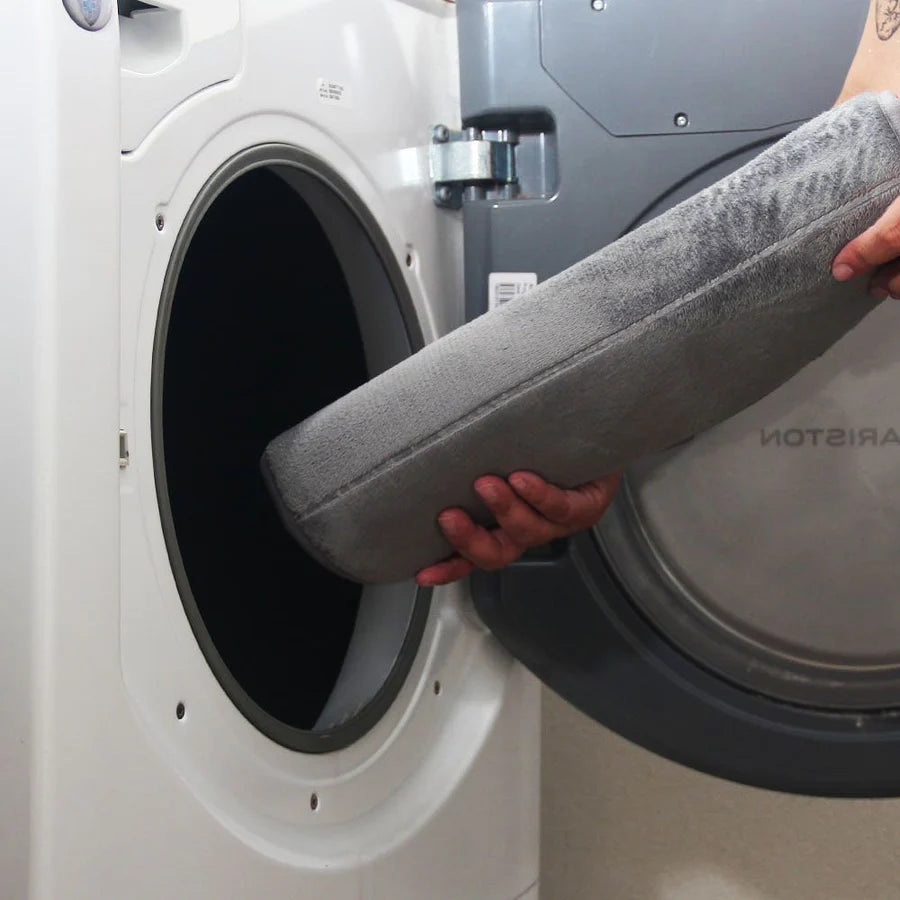 Pack 2 Piezas Alfombra Line Gris/Tacho Rectangular Tapa Bamboo Beige