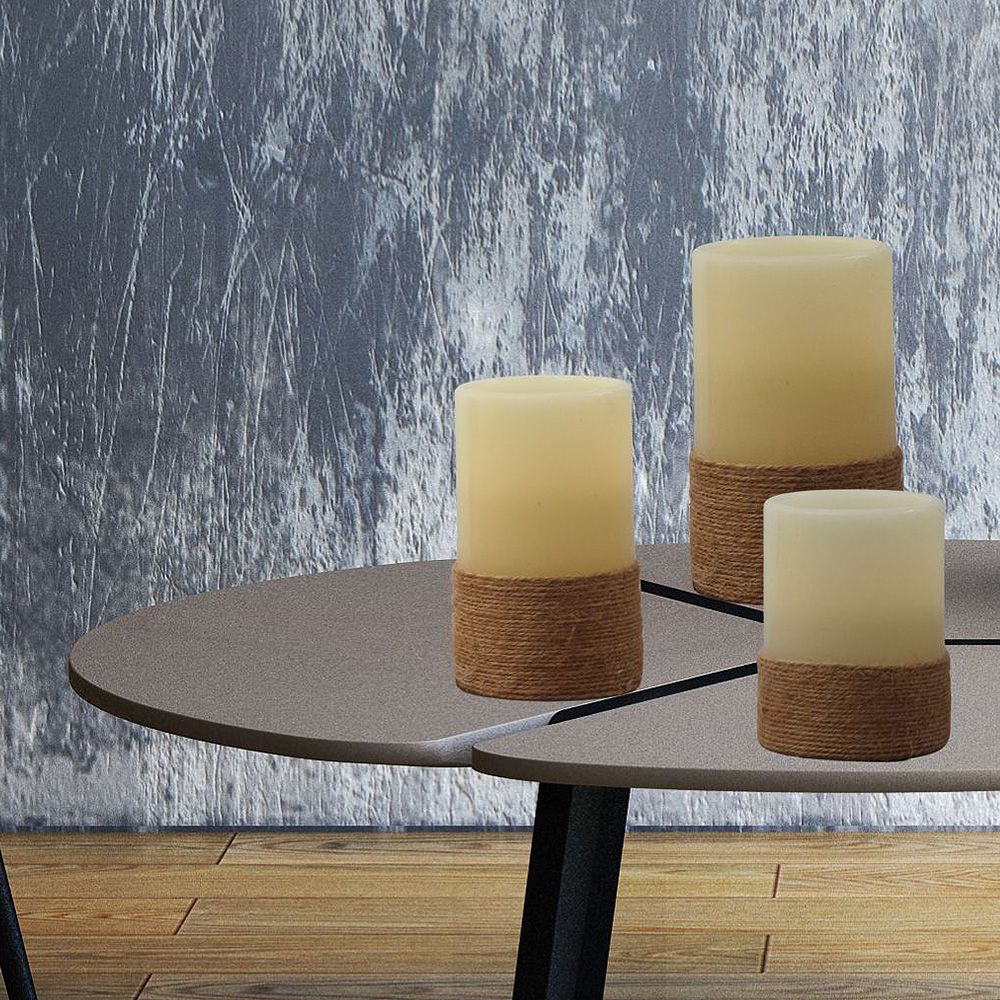 Set x 3 Velas Led Cera y Yute