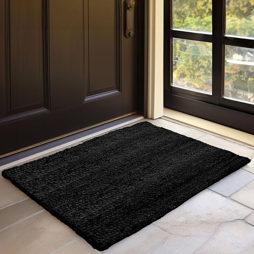 Alfombra de Yute Bucle 60 x 100 cm Negra