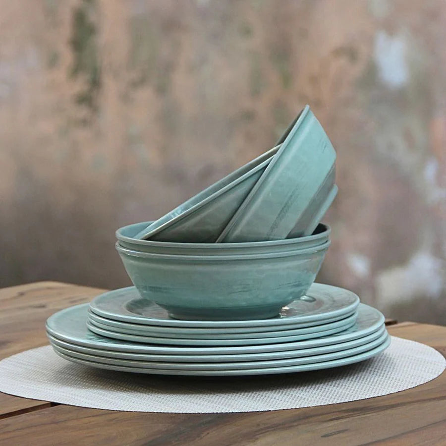 Juego 12 Piezas Melamina Verde Aqua