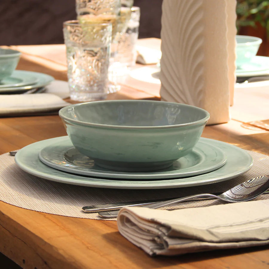 Juego 16 Piezas Melamina Verde Aqua/Vasos Imperial