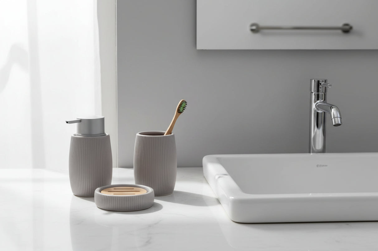 Set de Baño x 3 Piezas Bari Gris