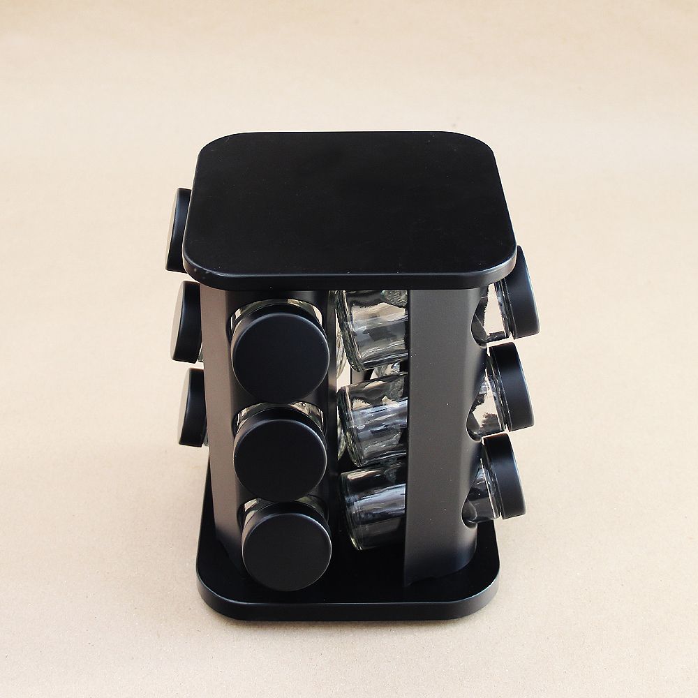 Especiero Giratorio Cuadrado Negro x 12