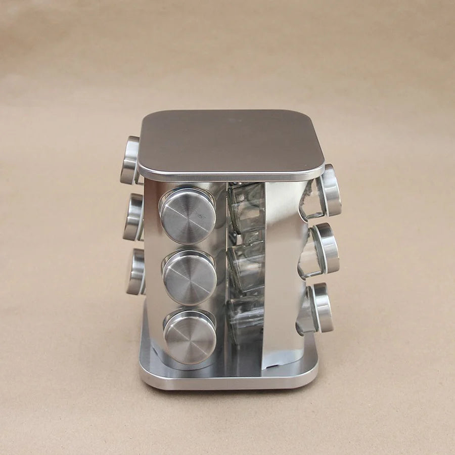 Especiero Giratorio Cuadrado Acero x 12