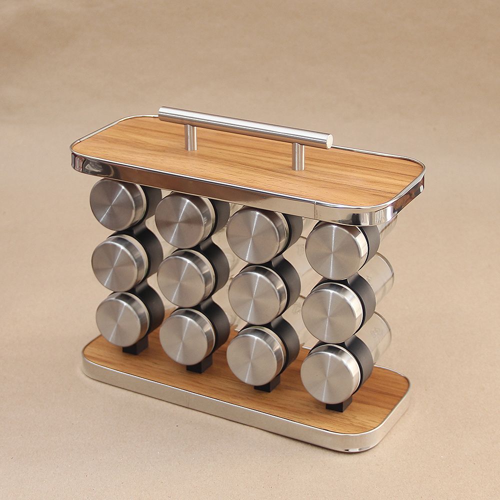 Especiero Rectangular Bamboo y Acero x 12