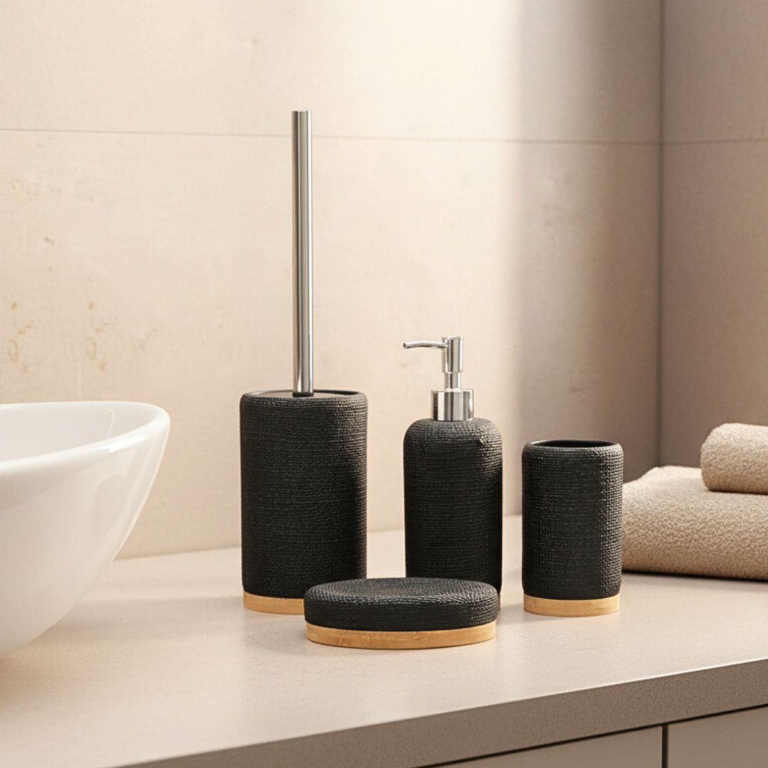 Set de Baño Root Negro x 4 Piezas