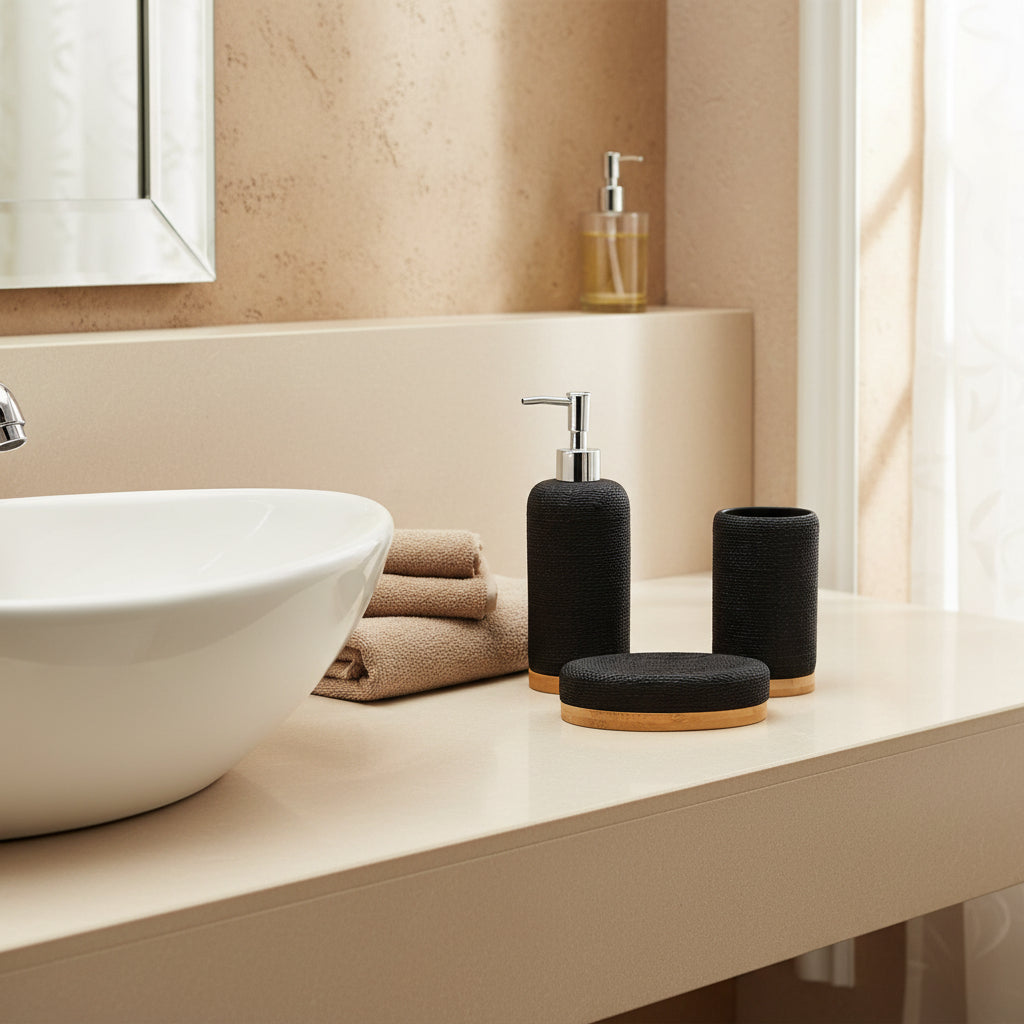 Set de Baño Root Negro x 3 Piezas