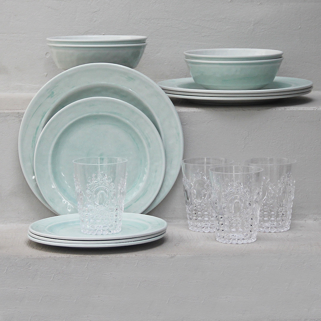 Juego 16 Piezas Melamina Menta/Vasos Imeperial
