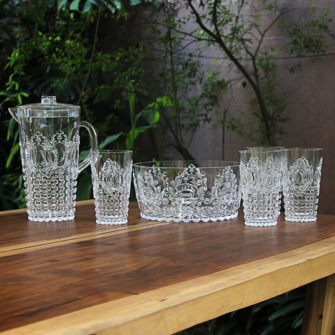 Juego 4 Vasos Altos + Jarra + Ensaladera Acrílico Imperial