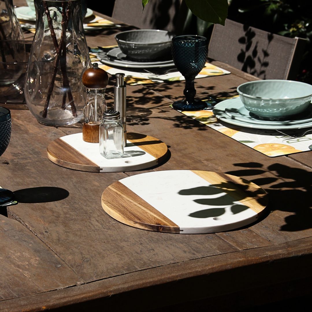 Tabla Marmol Blanco y Madera 25 cm