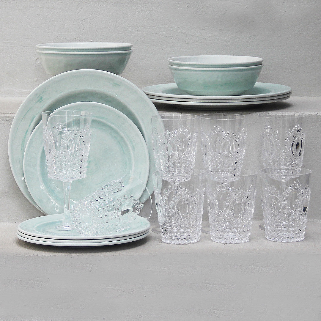 Juego 20 Piezas Melamina Menta/Vasos-Copas Imperial