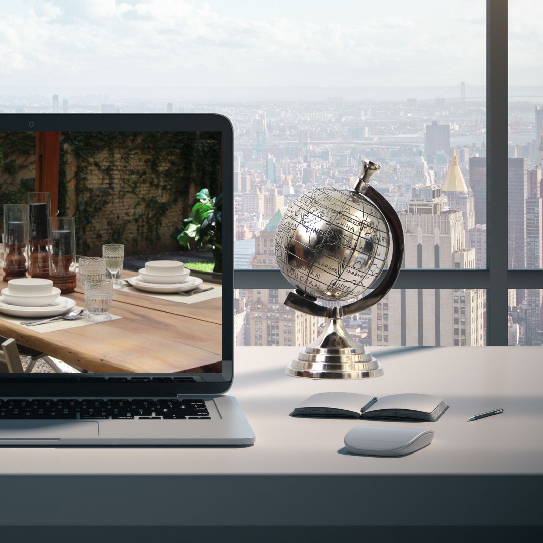 Globo Terraqueo Plateado 25 cm