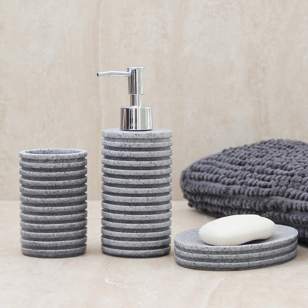 Set de Baño Piedra Rayas Gris