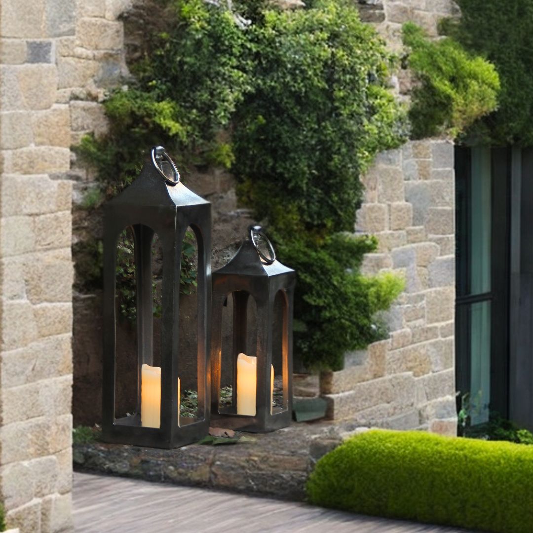 Farol Metal Mediano Plateado 55 cm