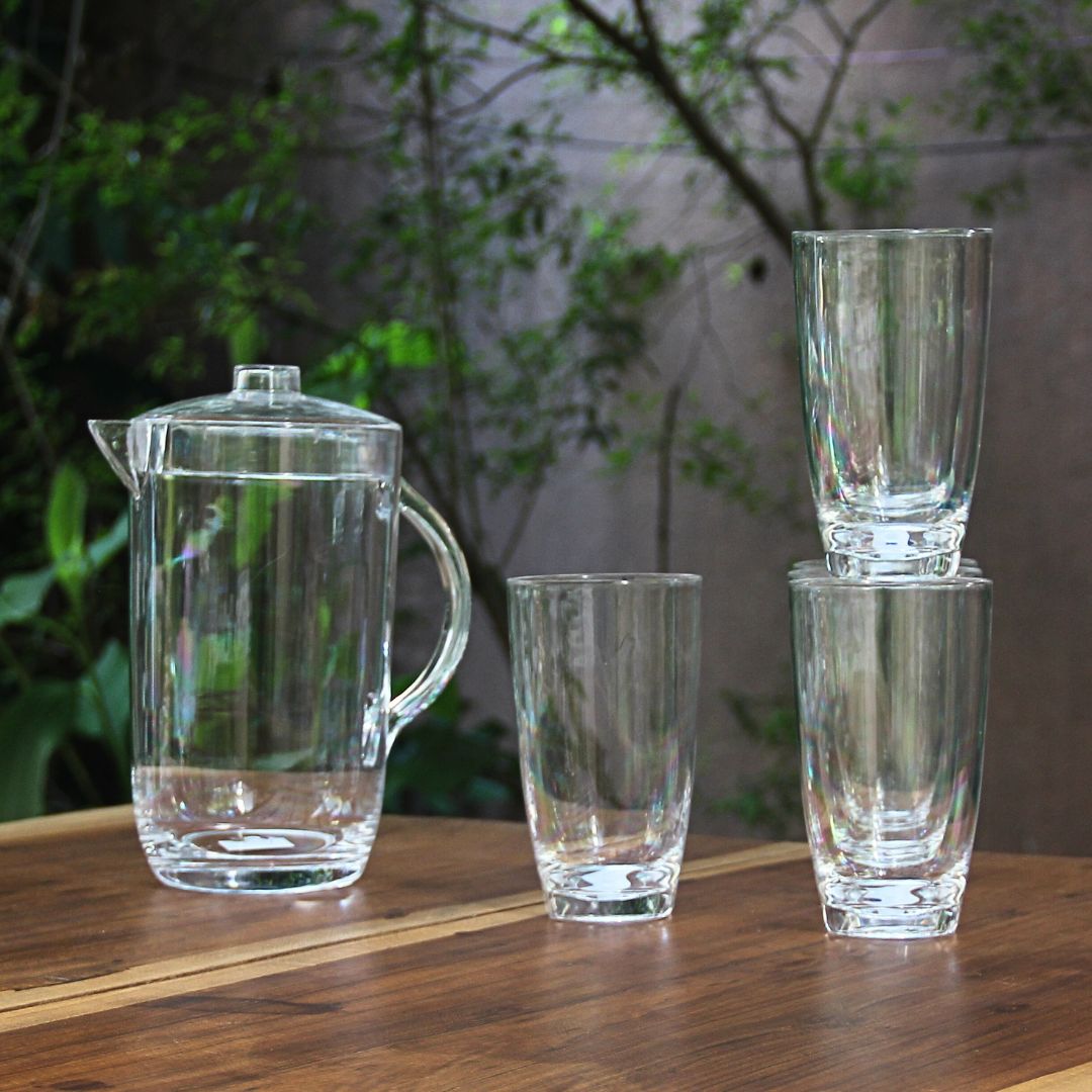 Juego 6 Vasos Altos + Jarra Acrílico Clásico