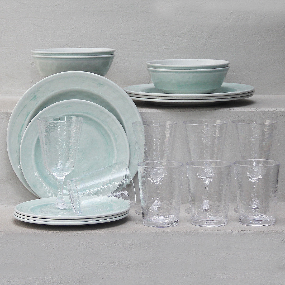 Juego 20 Piezas Melamina Menta/Vasos-Copas Martele