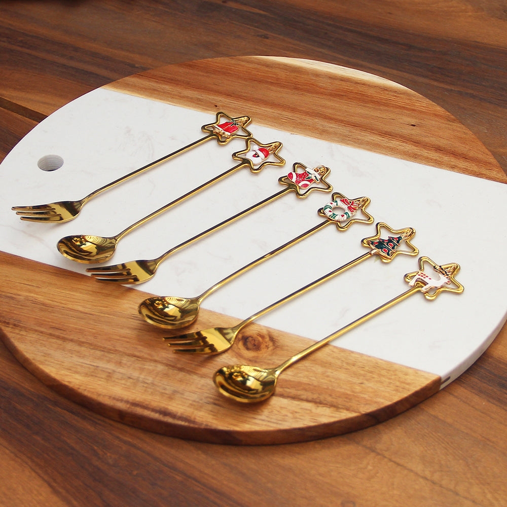 Set x 6 Cubiertos Copetin Christmas