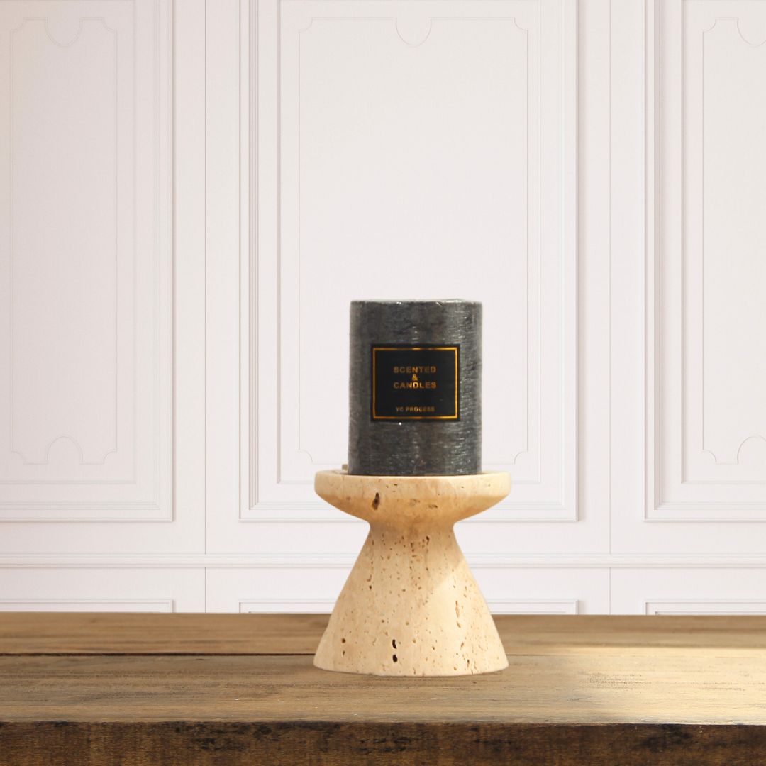 Candelabro Conico Travertino Chico