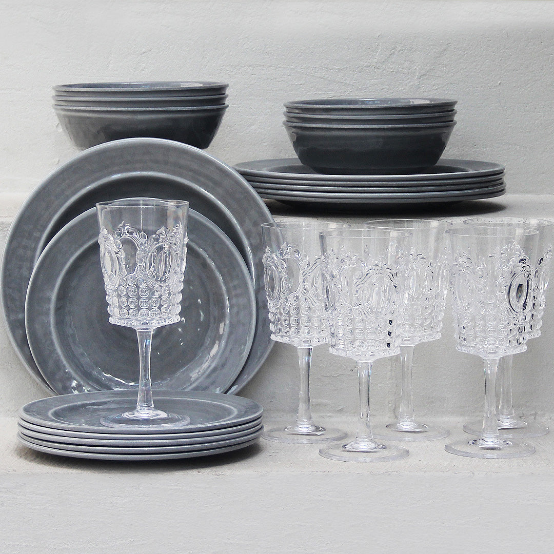 Juego 24 Piezas Melamina Gris/Copas Imperial