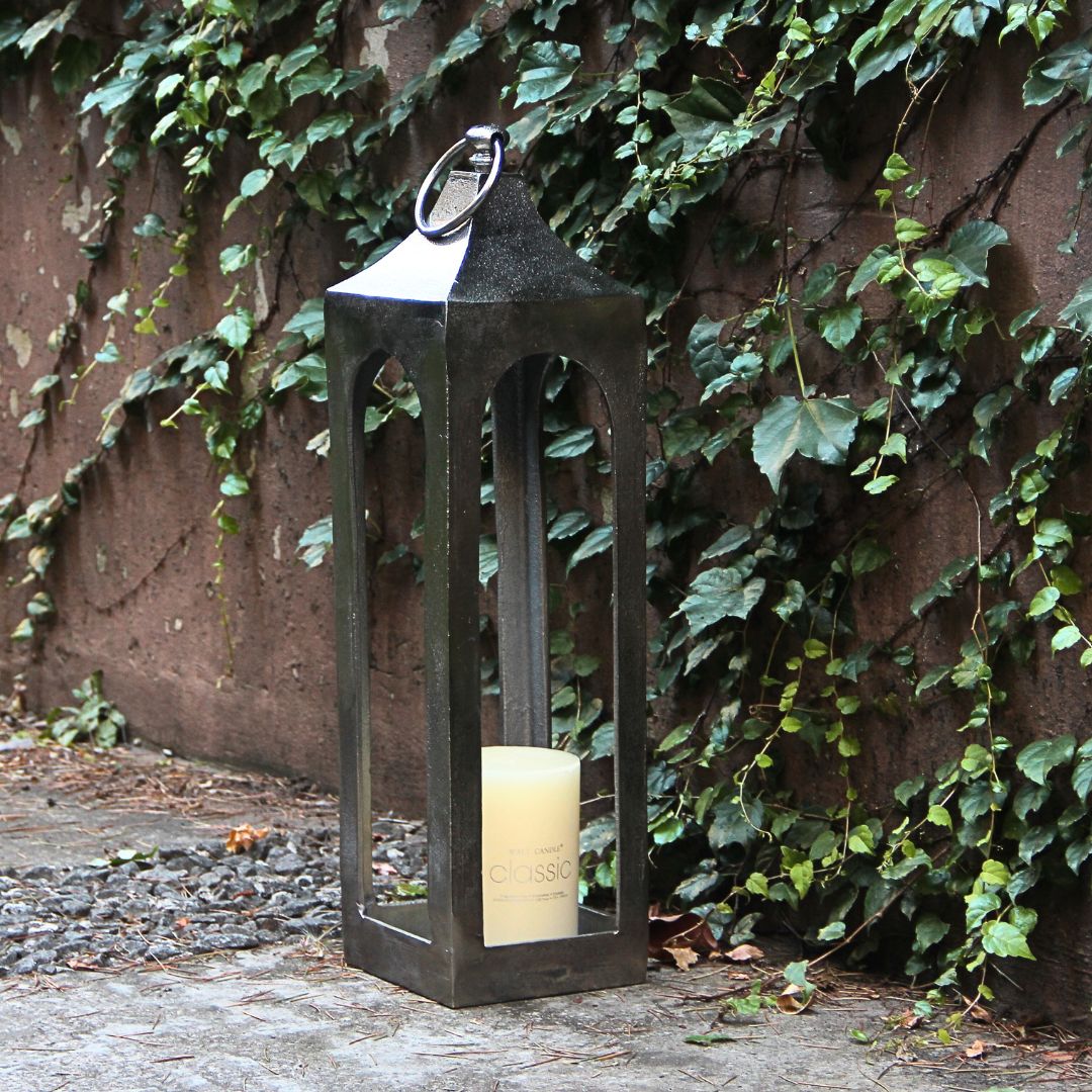 Farol Metal Mediano Plateado 55 cm