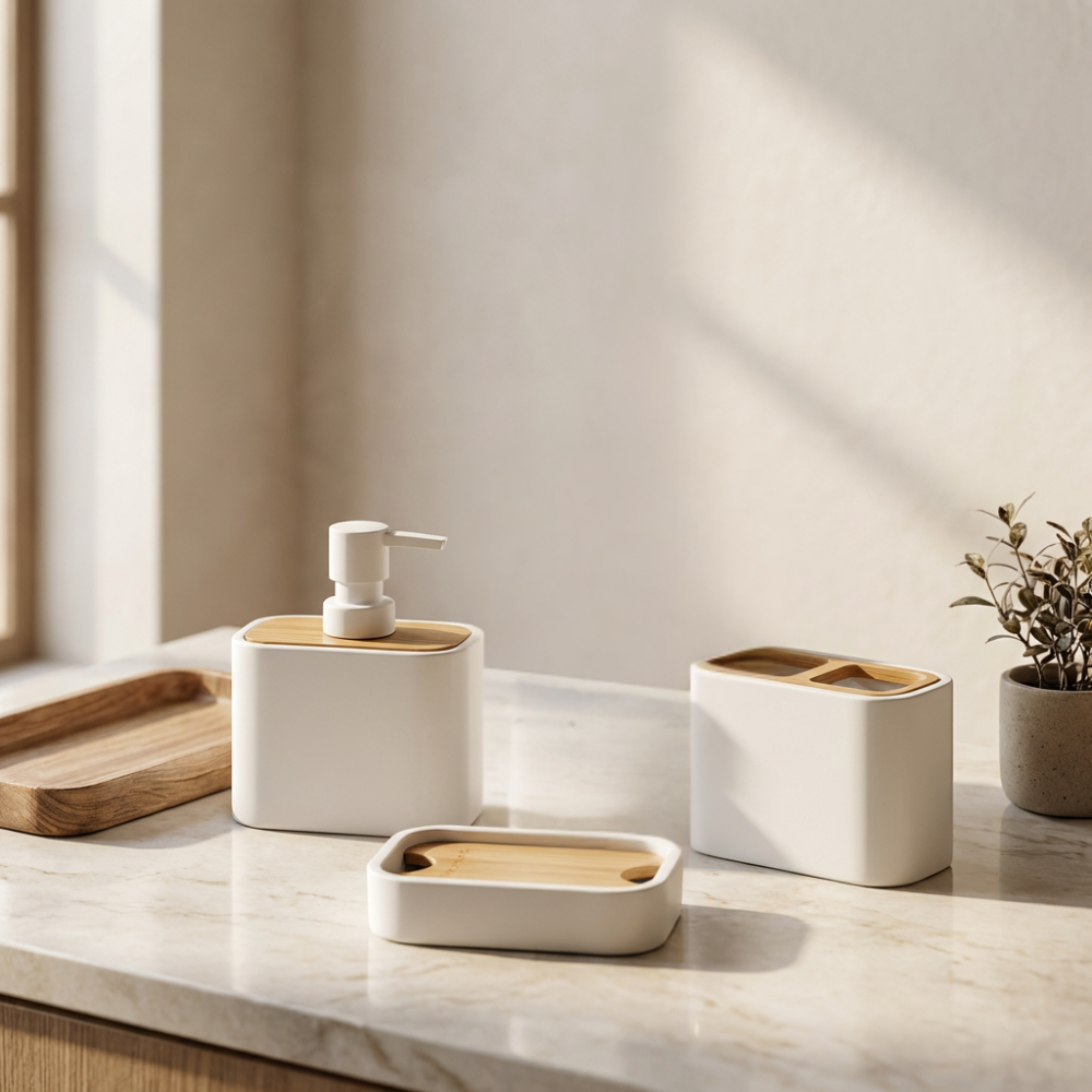 Set de Baño Halo Blanco x 3 Piezas