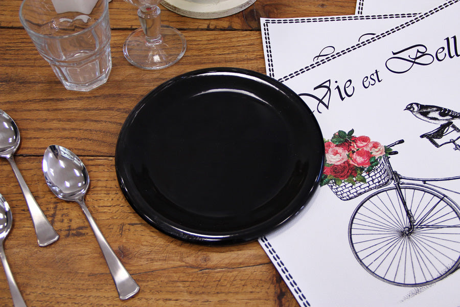 Plato Postre Clásico Negro